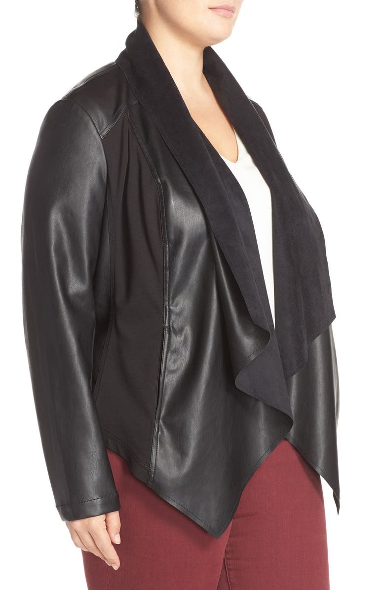 KUT from the Kloth 'Ana' Faux Leather Drape Front Jacket, Alternate, color, 