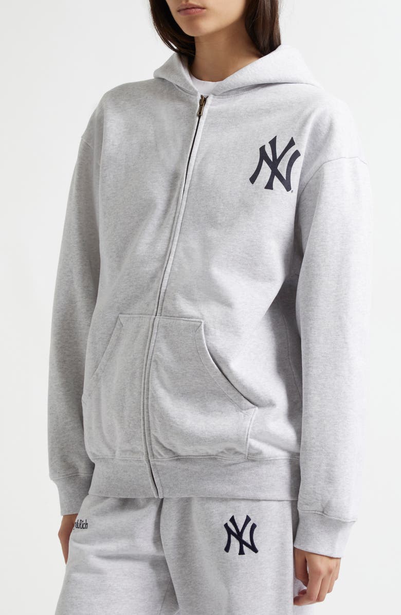 Sporty & Rich YANKEES SERIF ZIP HOODIE, Alternate, color, 