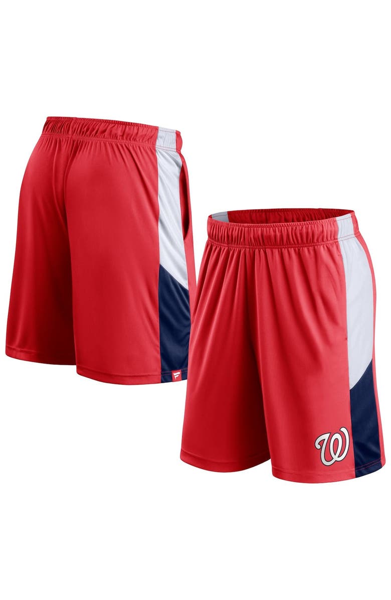 FANATICS Men's Fanatics Branded Red Washington Nationals Champion Rush Color Block Shorts, Main, color, 