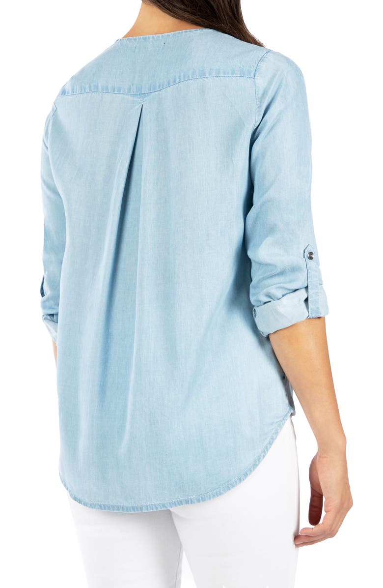 KUT from the Kloth Surplice Cotton Chambray Blouse, Alternate, color, 
