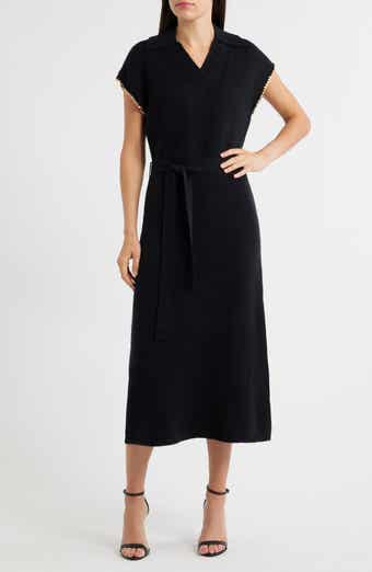 ZOE AND CLAIRE Chain Trim Tie Belt Midi Dress