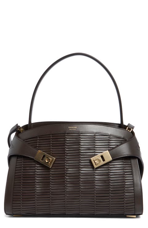 Medium Hug Soft Woven Leather Shoulder Bag