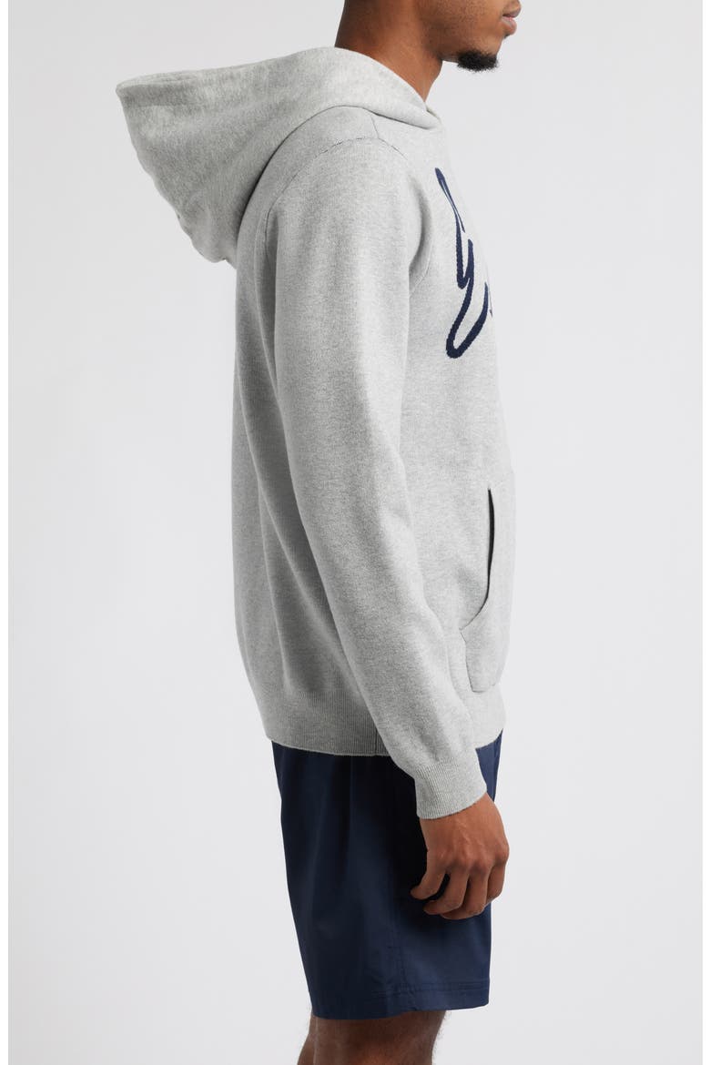 Logo Intarsia Hooded Sweater, Alternate, color, HEATHER GREY