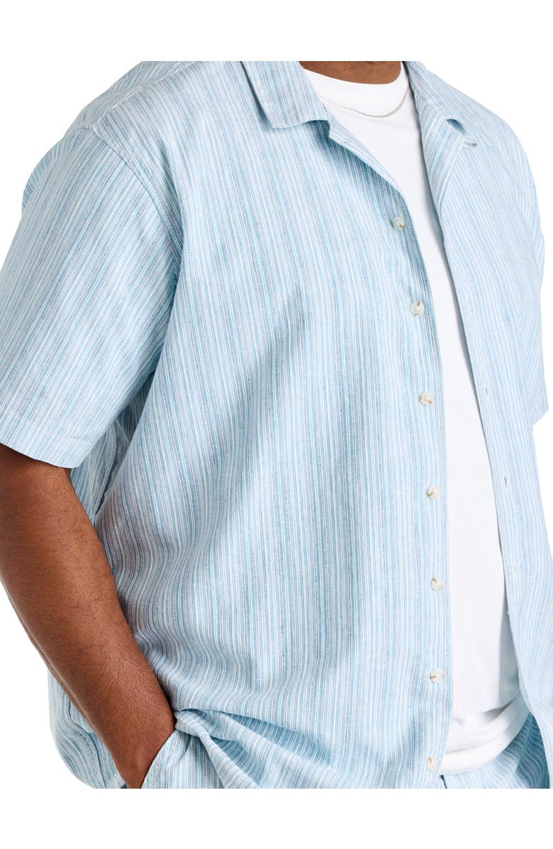 Oak Hill by DXL Big & Tall Striped Cabana Camp Shirt, Alternate, color, Blue Multi