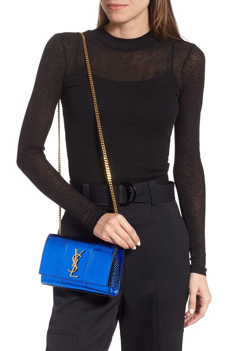 Saint Laurent Small Kate Snakeskin Chain Crossbody Bag, Alternate, color,
