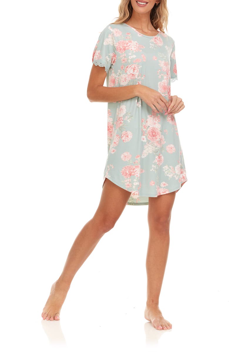 Flora Nikrooz Kathleen Floral Nightshirt, Alternate, color, 