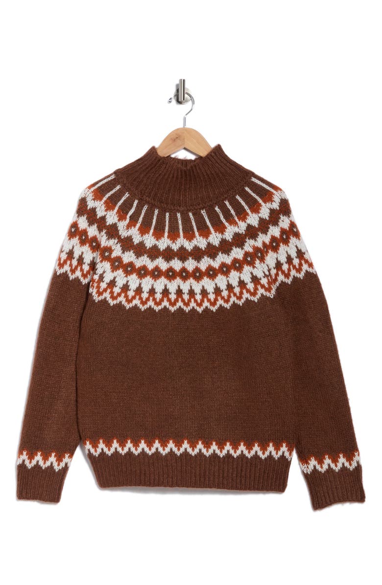Joseph A Fair Isle Mock Neck Sweater, Alternate, color, Cappuccino Combo