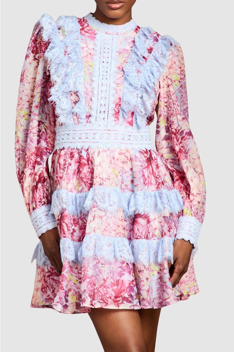 Lace Mini Dress, Alternate, color, Pink