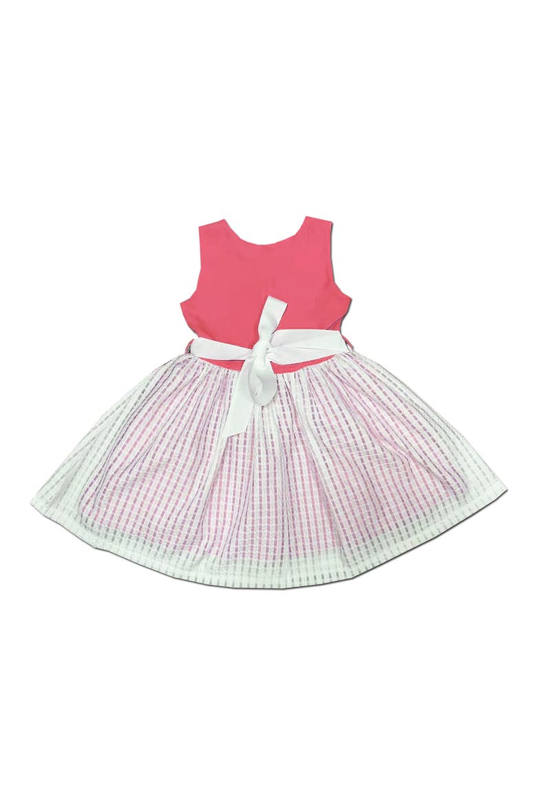 Kids' Gingham Coral Dress, Main, color, LIGHT/ PASTEL ORANGE