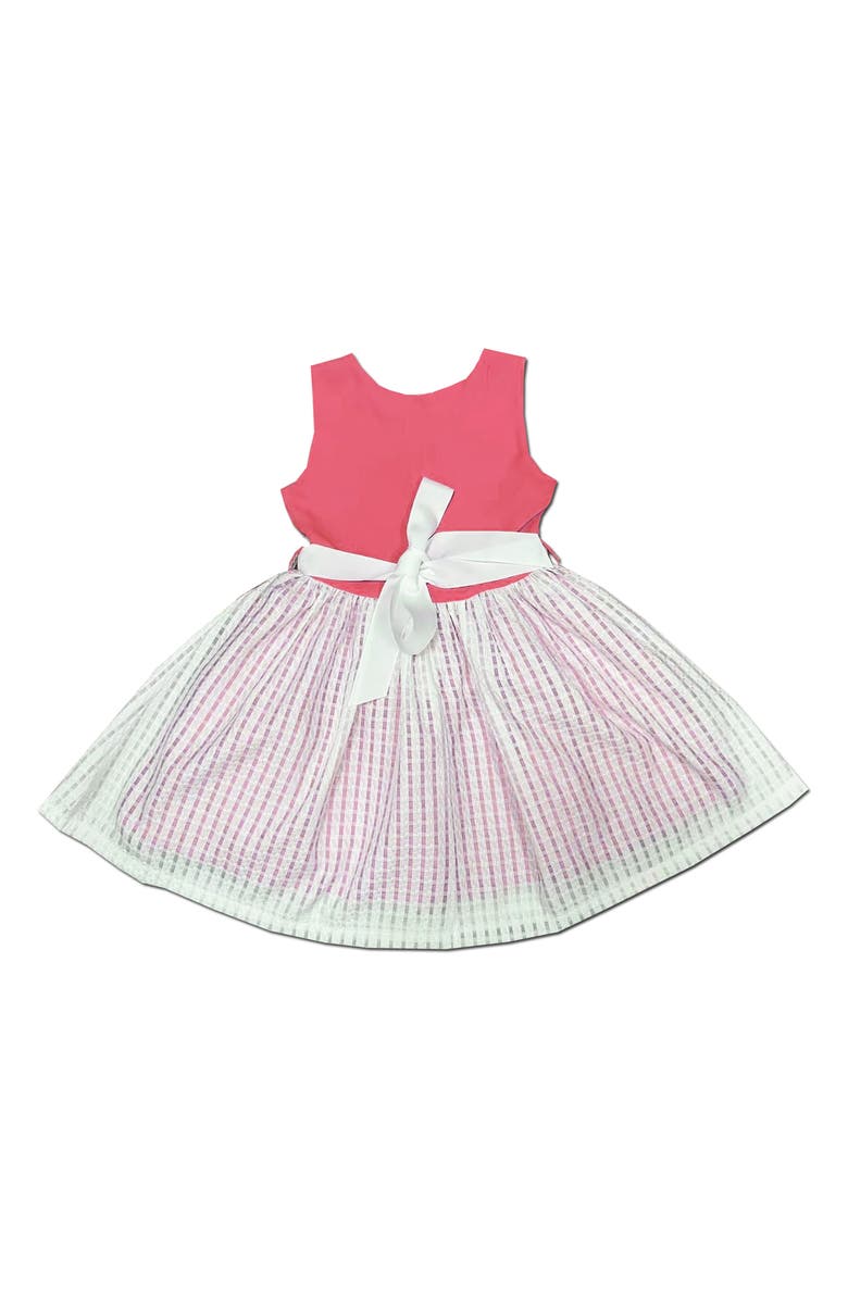 JOE-ELLA Kids' Gingham Coral Dress, Main, color, Light/ Pastel Orange