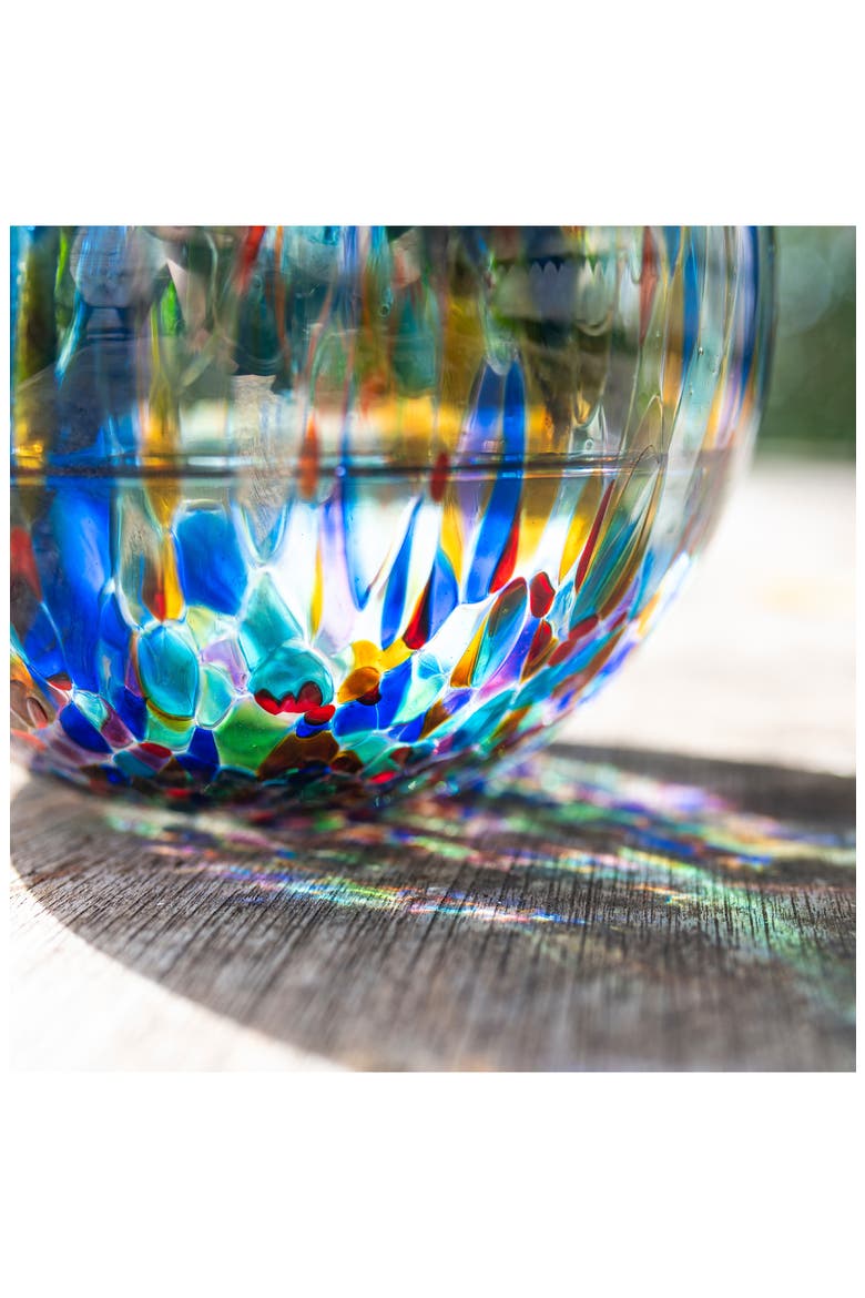 Hibiscus Glass Carnivale Medium Fluted Vase, Alternate, color, MULTI