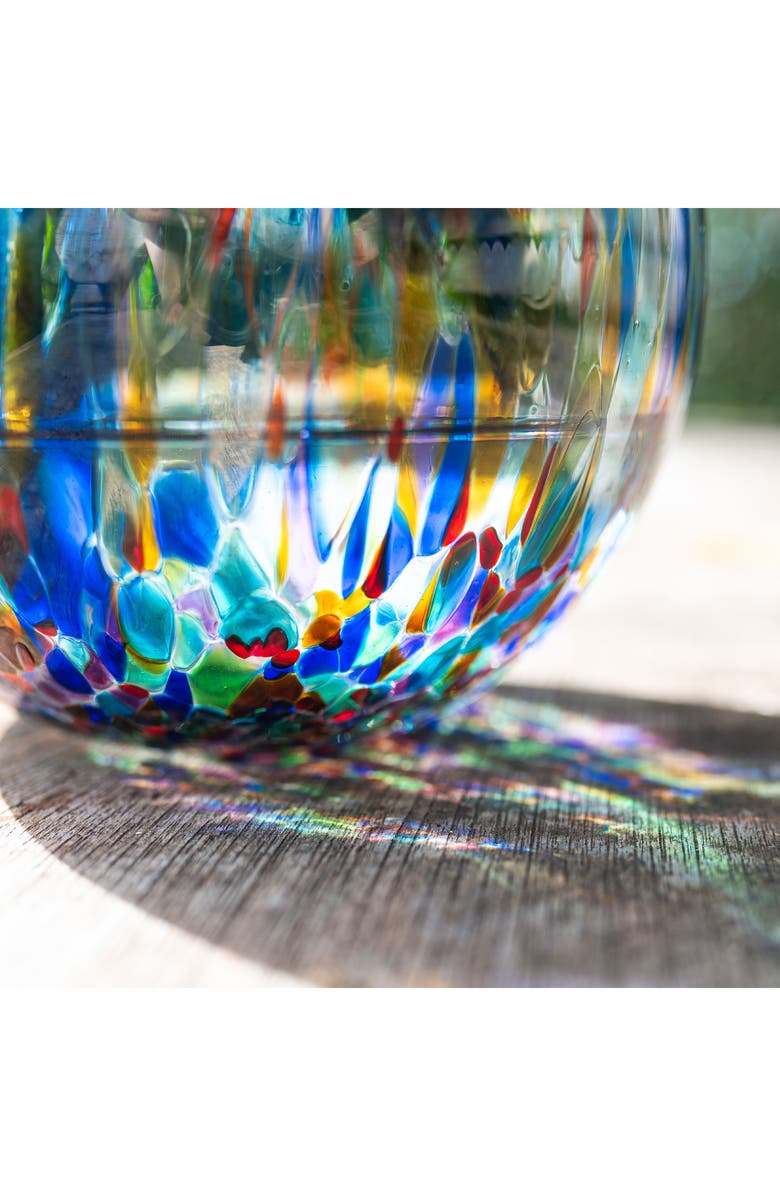 VIETRI Hibiscus Glass Carnivale Medium Fluted Vase, Alternate, color, Multi