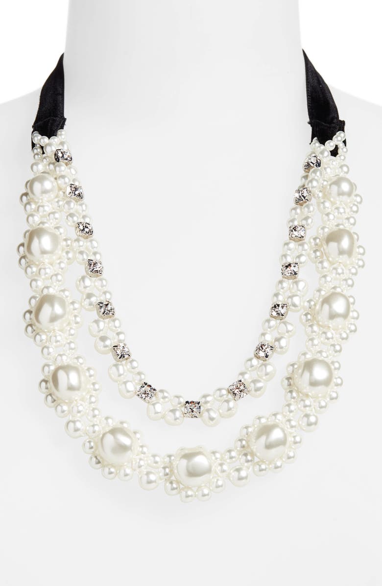 Simone Rocha Baroque Imitation Pearl Double Strand Necklace, Alternate, color,