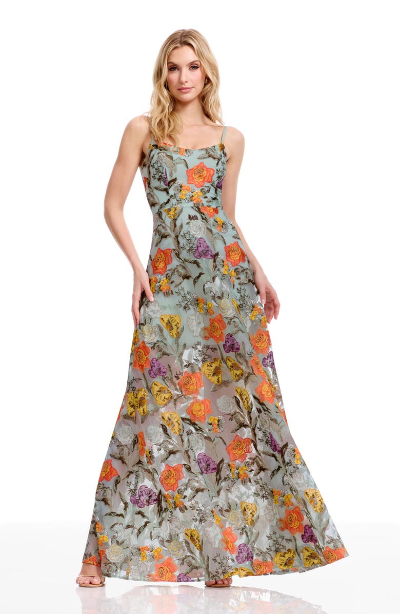 Dress the Population Umalina Embroidered Sleeveless Gown, Alternate, color, 