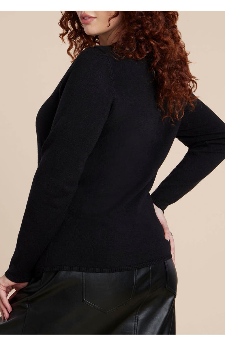 ELOQUII Heart Cut Out Sweater, Alternate, color, Black Onyx