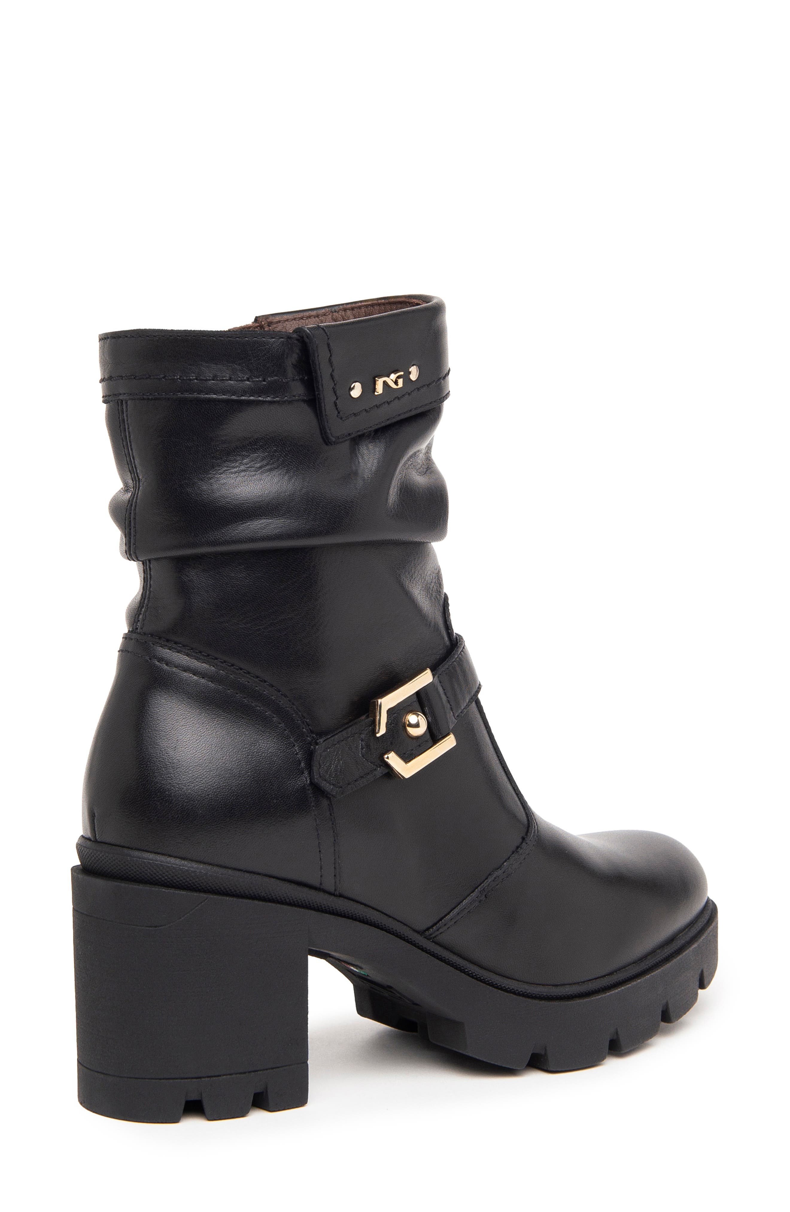 NeroGiardini Platform Moto Bootie, Alternate, color, Black
