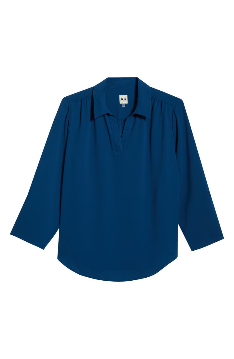 AK ANNE KLEIN Roll Tab Shirt, Alternate, color, Baltic Teal