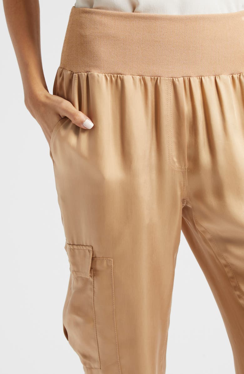 Cinq à Sept Giles Cupro Crop Cargo Joggers, Alternate, color, Desert Tan