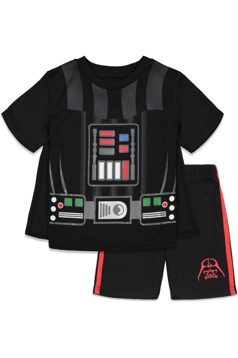 Darth Vader Cosplay T-Shirt Shorts and Cape Set, Main, color, Darth Vader Black
