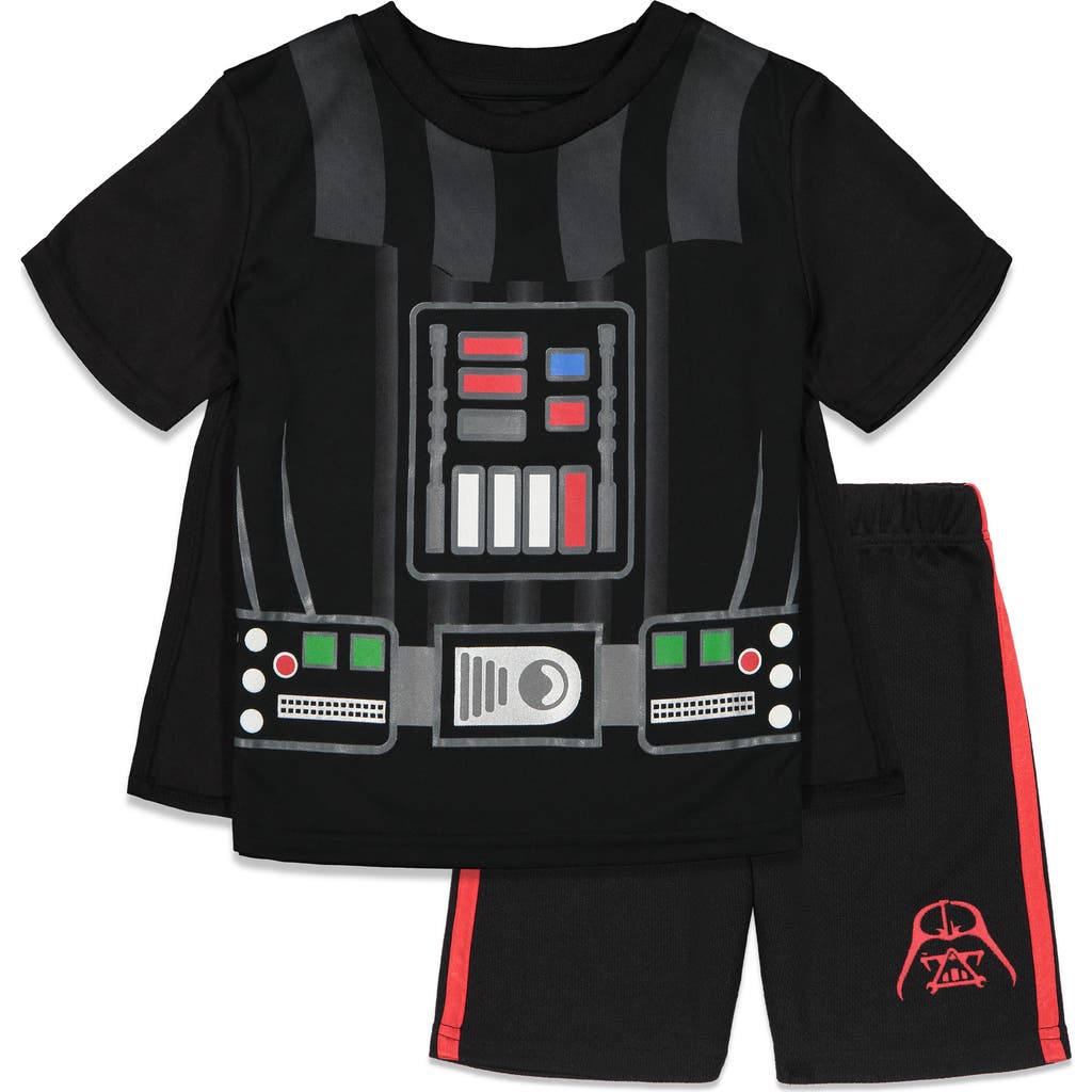 Star Wars Darth Vader Cosplay T-Shirt Shorts and Cape Set in Darth Vader Black at Nordstrom, Size 8