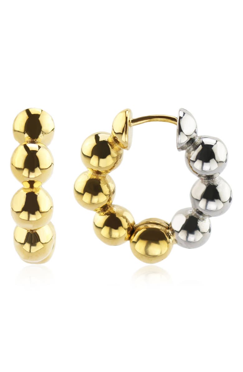 REBL Two-Tone Beaded Huggie Hoop Earrings, Main, color, Two-Tone