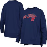 PRESSBOX Women's Pressbox Navy Ole Miss Rebels Bonanza Chenille Harper Script Sweatshirt