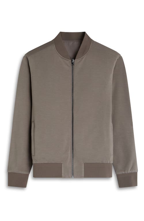 Bugatchi Soft Touch Knit Reversible Bomber Jacket In Brown