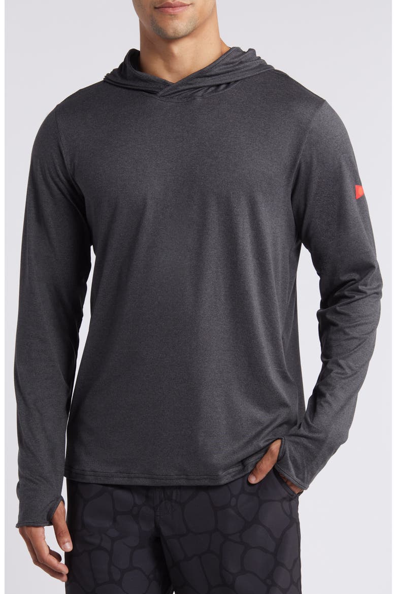 Sun Pro Adapt Long Sleeve Hooded Performance Top, Main, color, HEATHER BLACK