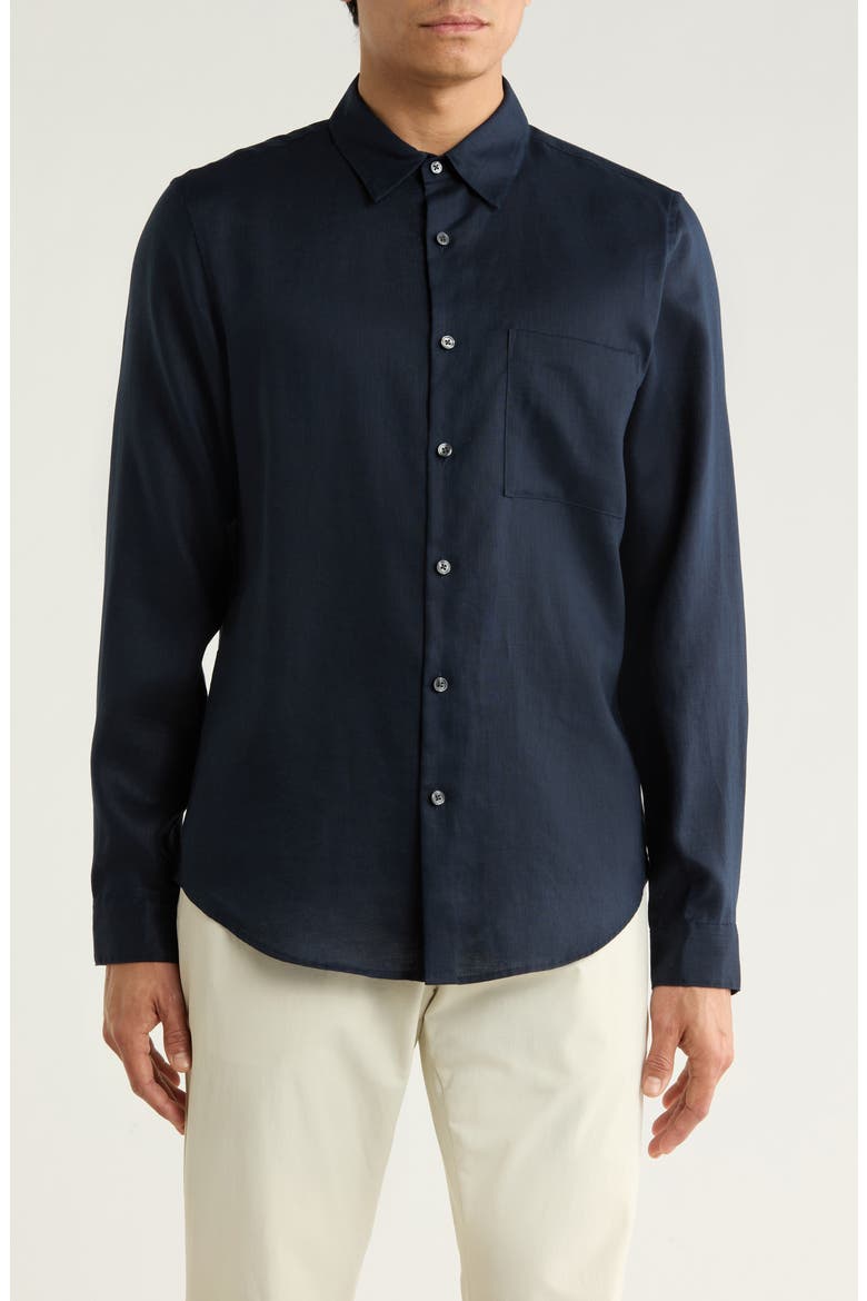 Irving Linen Button-Up Shirt, Main, color, BALTIC