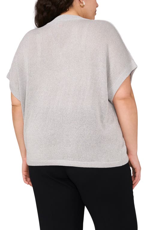 Shop Vince Camuto Metallic V-neck Sweater In Ash Blue Silver