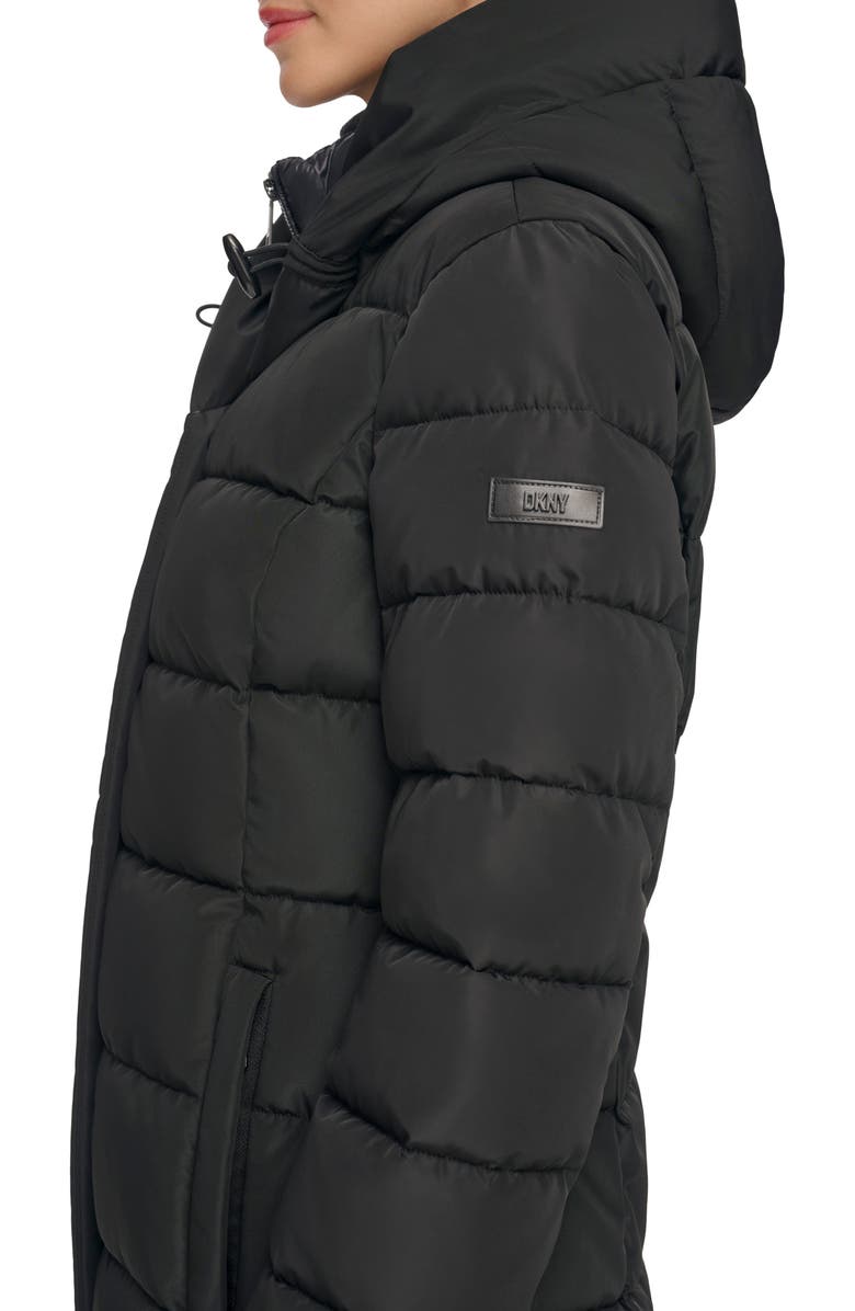 DKNY Water Resistant Hooded Bib Long Puffer Jacket, Alternate, color, 