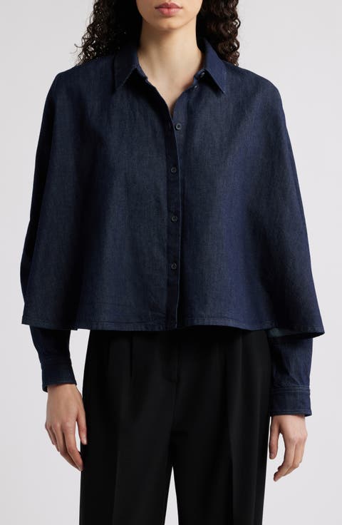 FLUID DENIM WRAP SHIRT - INDIGO