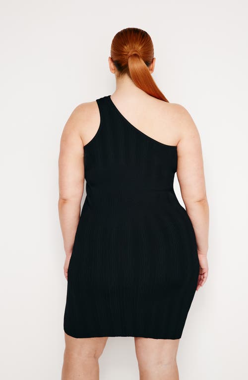GOOD AMERICAN GOOD AMERICAN ONE-SHOULDER PLISSÉ KNIT MINIDRESS