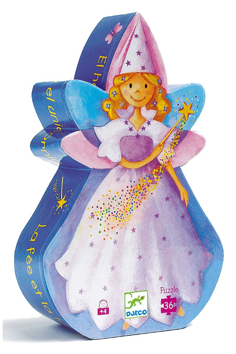 Silhouette Puzzles The Fairy and the Unicorn 36-Piece Puzzle, Main, color, PURPLE