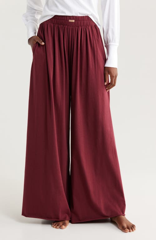 Lunya Organic Pima Wide Leg Lounge Pants in Calliope Wine 