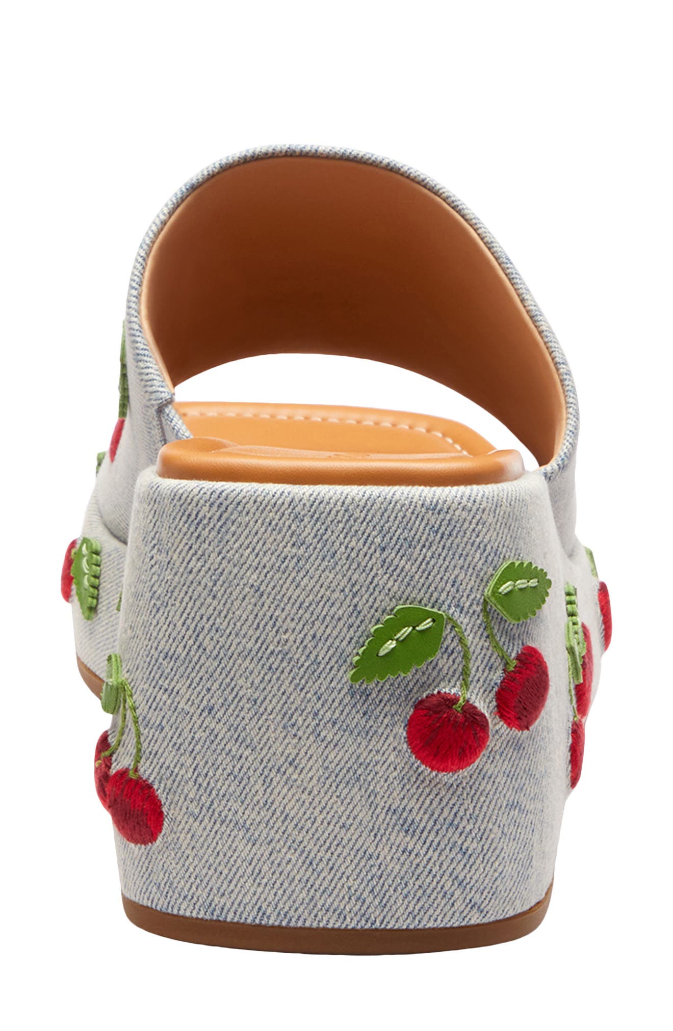 COACH Marie Denim Cherries Platform Wedge Sandal, Alternate, color, 