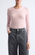 Jil Sander Slim Fit Open Stitch Mohair & Silk V-Neck Sweater