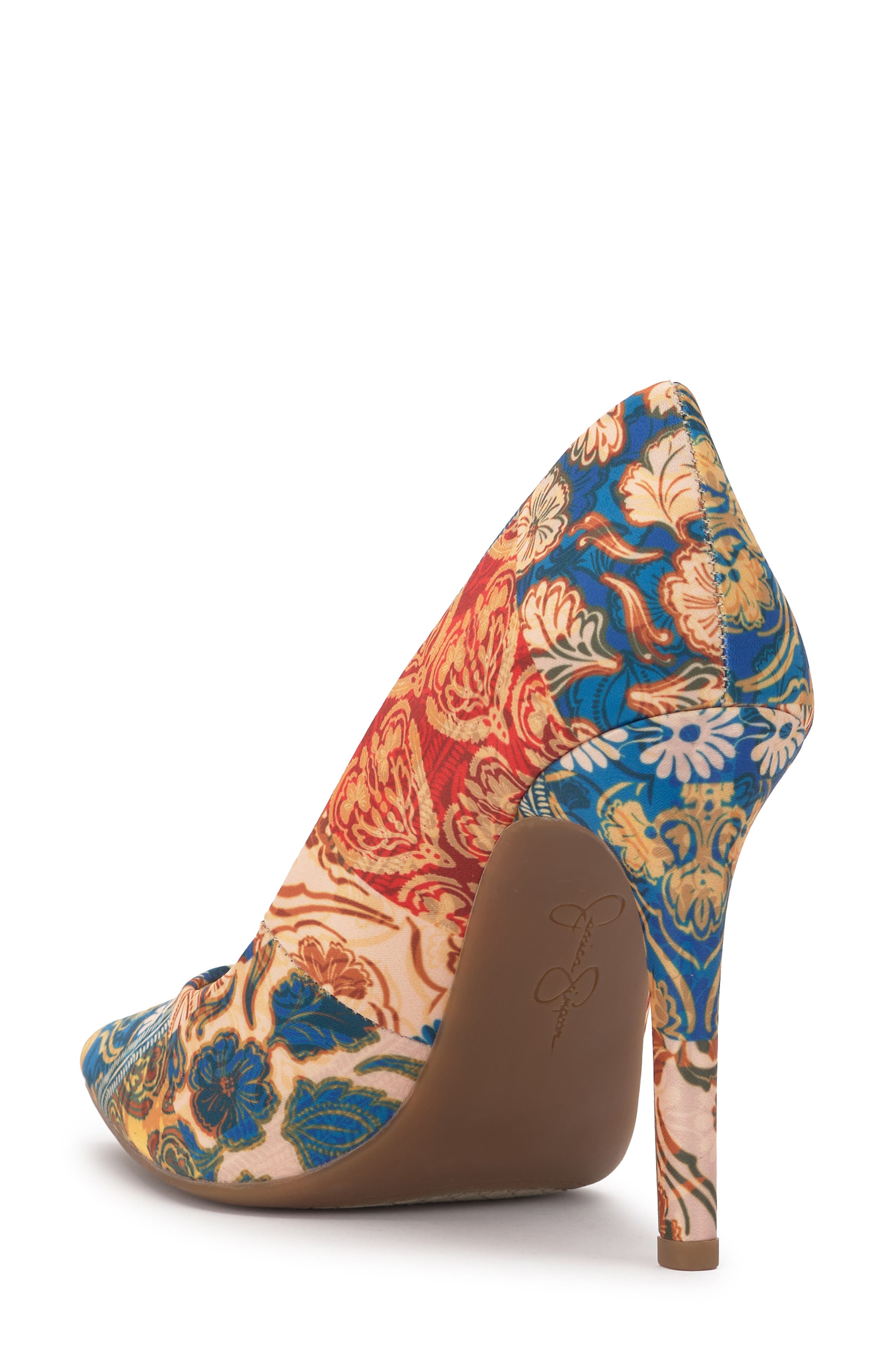 Jessica Simpson Cassani Pointy Toe Pump, Alternate, color, Blue/ Red Multi