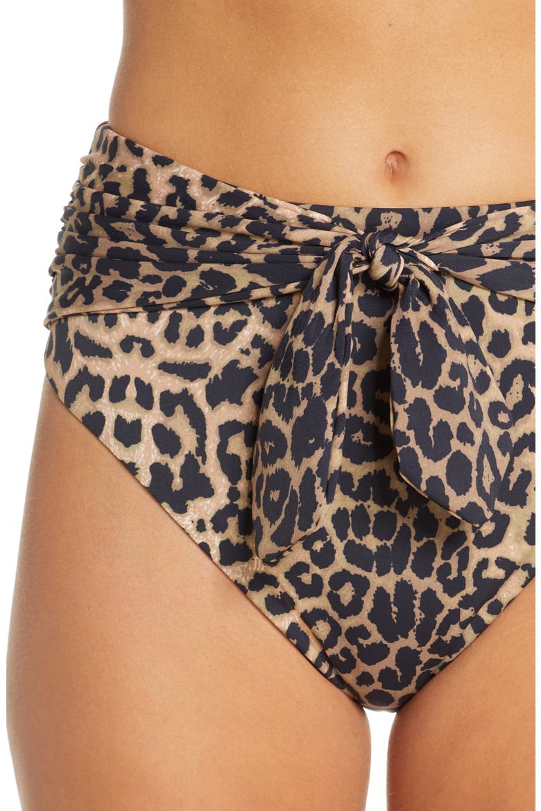 Azoia High Waist Bikini Bottoms, Alternate, color, LEOPARD