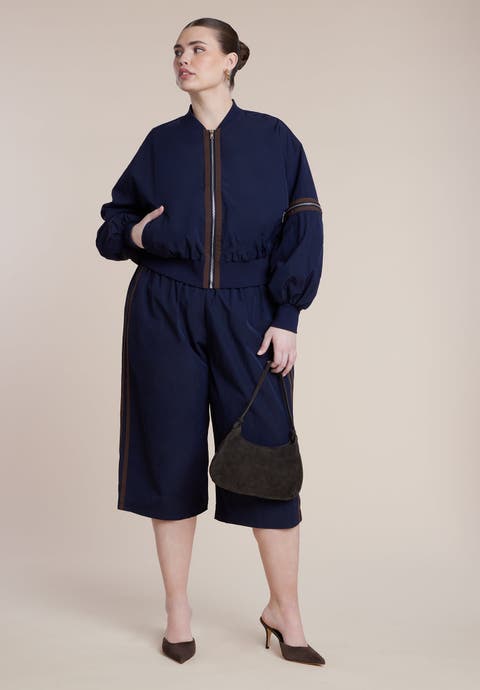 Nylon Side Stripe Culotte (Plus)