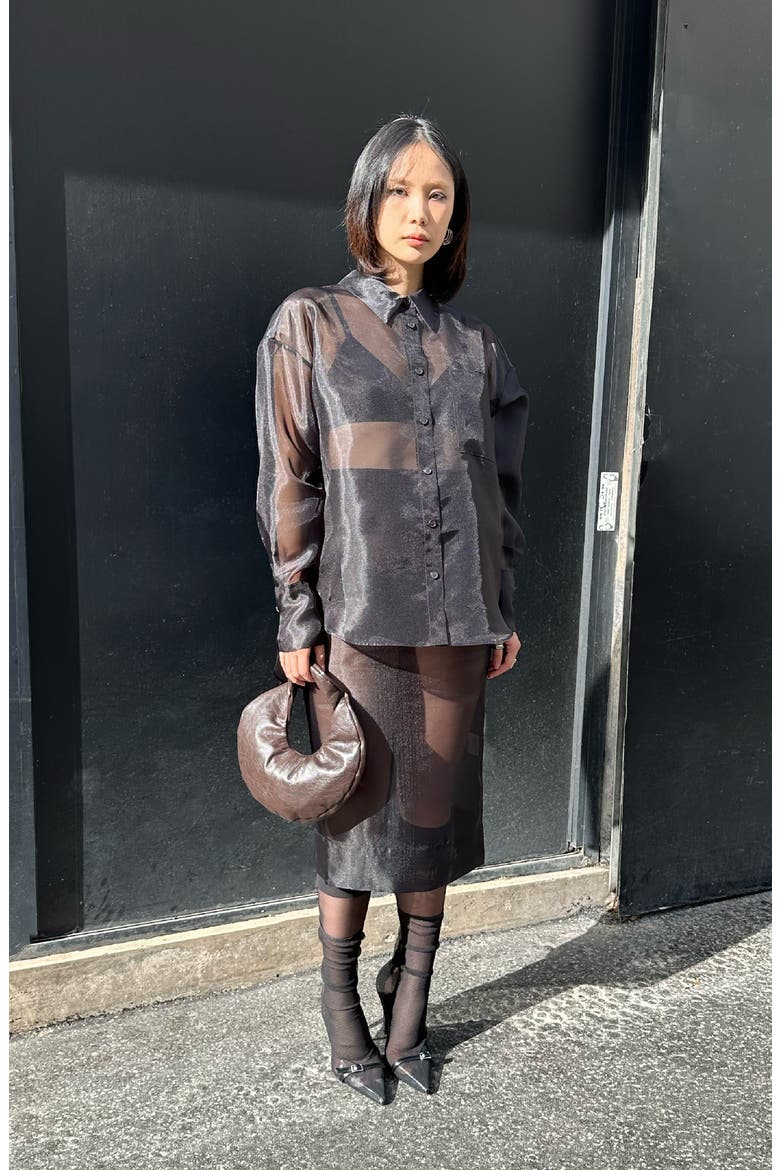 Oversized Organza Shirt, Alternate, color, Black