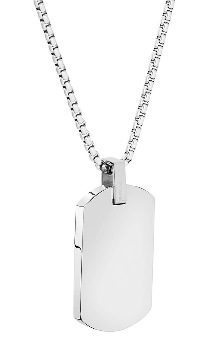 GEOFFREY BEENE Men's Stainless Steel Dog Tag Pendant Necklace, Alternate, color, Black