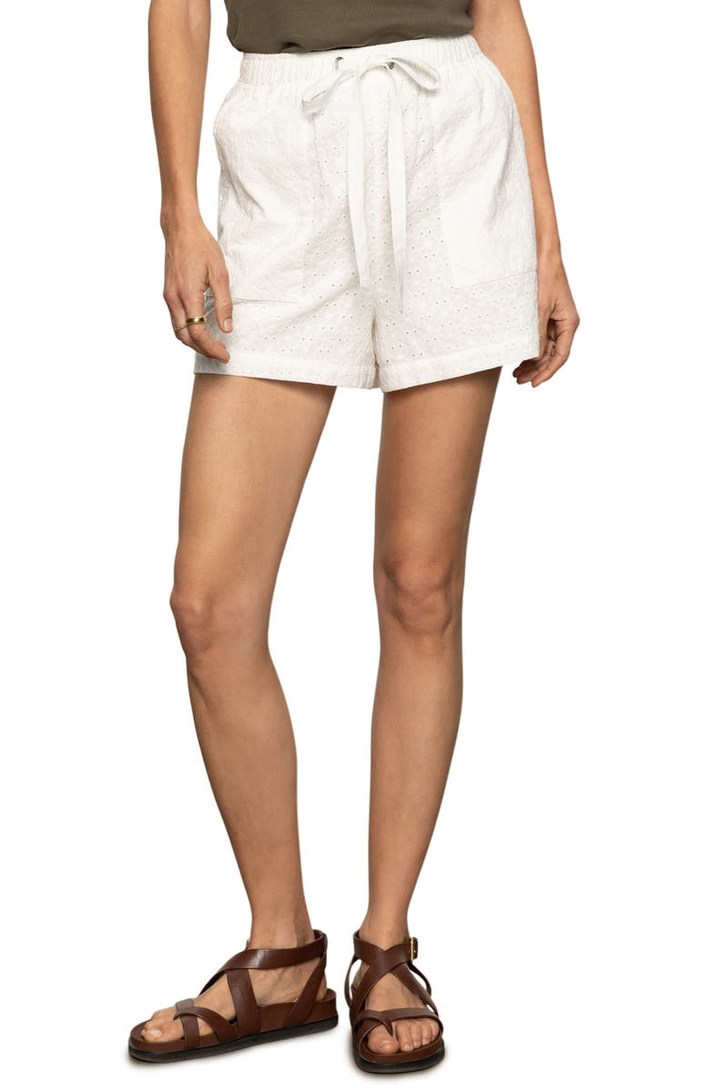 Sanctuary Flower Field Eyelet Embroidery Shorts, Alternate, color, Bleached White