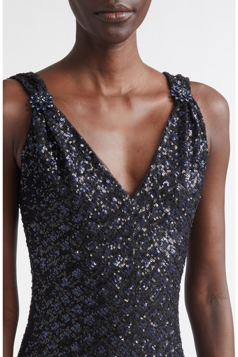Sequin Embroidered Tulle Gown, Alternate, color, MIDNIGHT