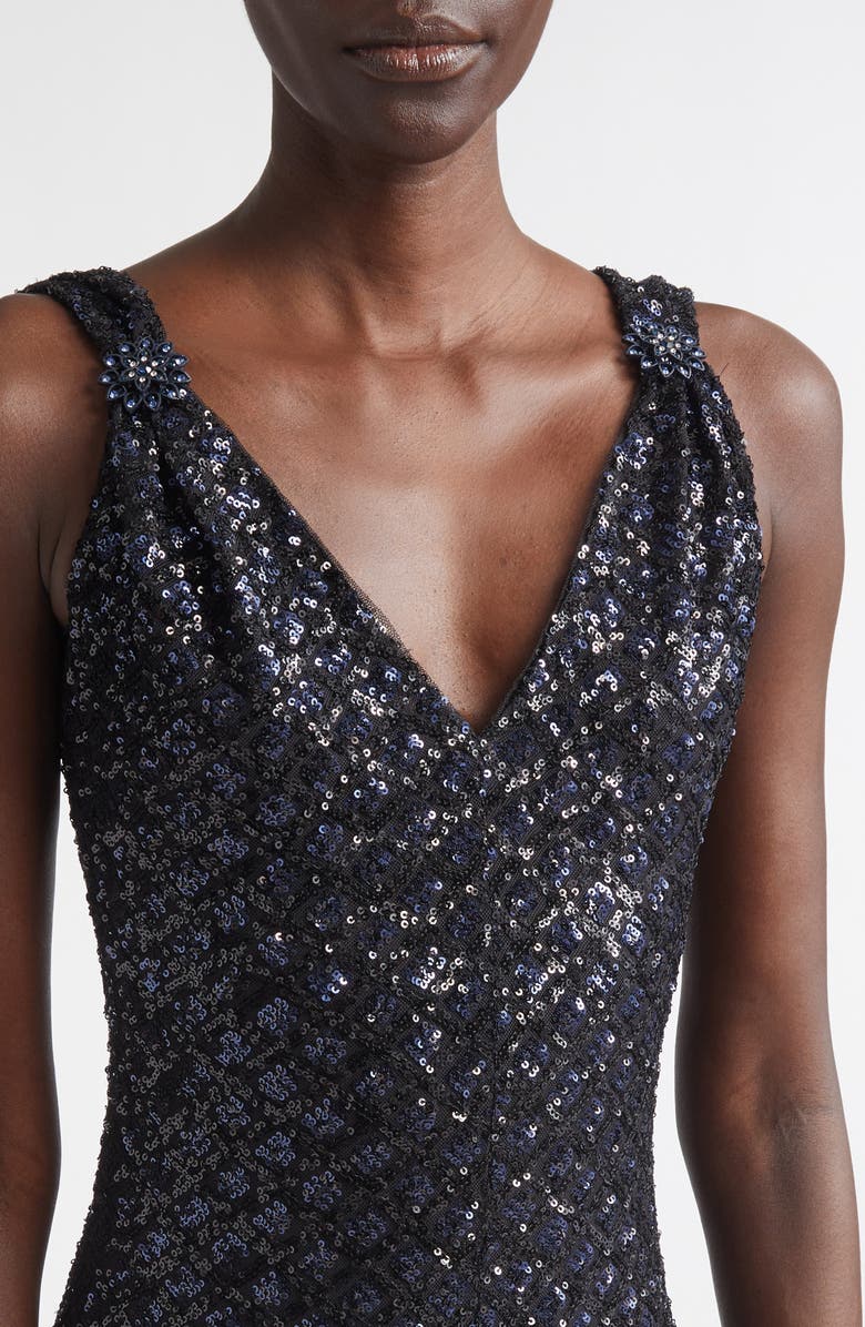 ST. JOHN Metallic Shimmer Gown, Alternate, color, Midnight Metallic