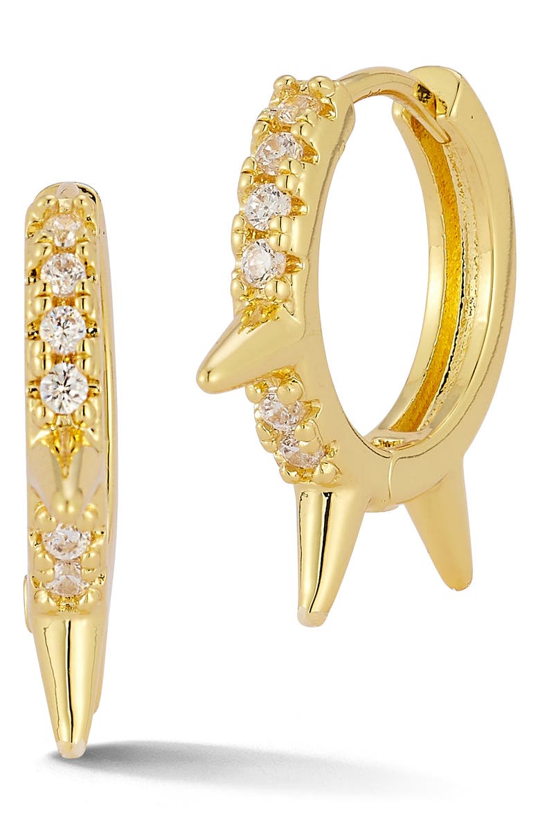 GLAZE JEWELRY Cubic Zirconia Spike Huggie Hoop Earrings, Main, color, Gold
