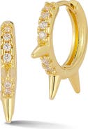GLAZE JEWELRY Cubic Zirconia Spike Huggie Hoop Earrings