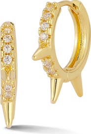 GLAZE JEWELRY Cubic Zirconia Spike Huggie Hoop Earrings