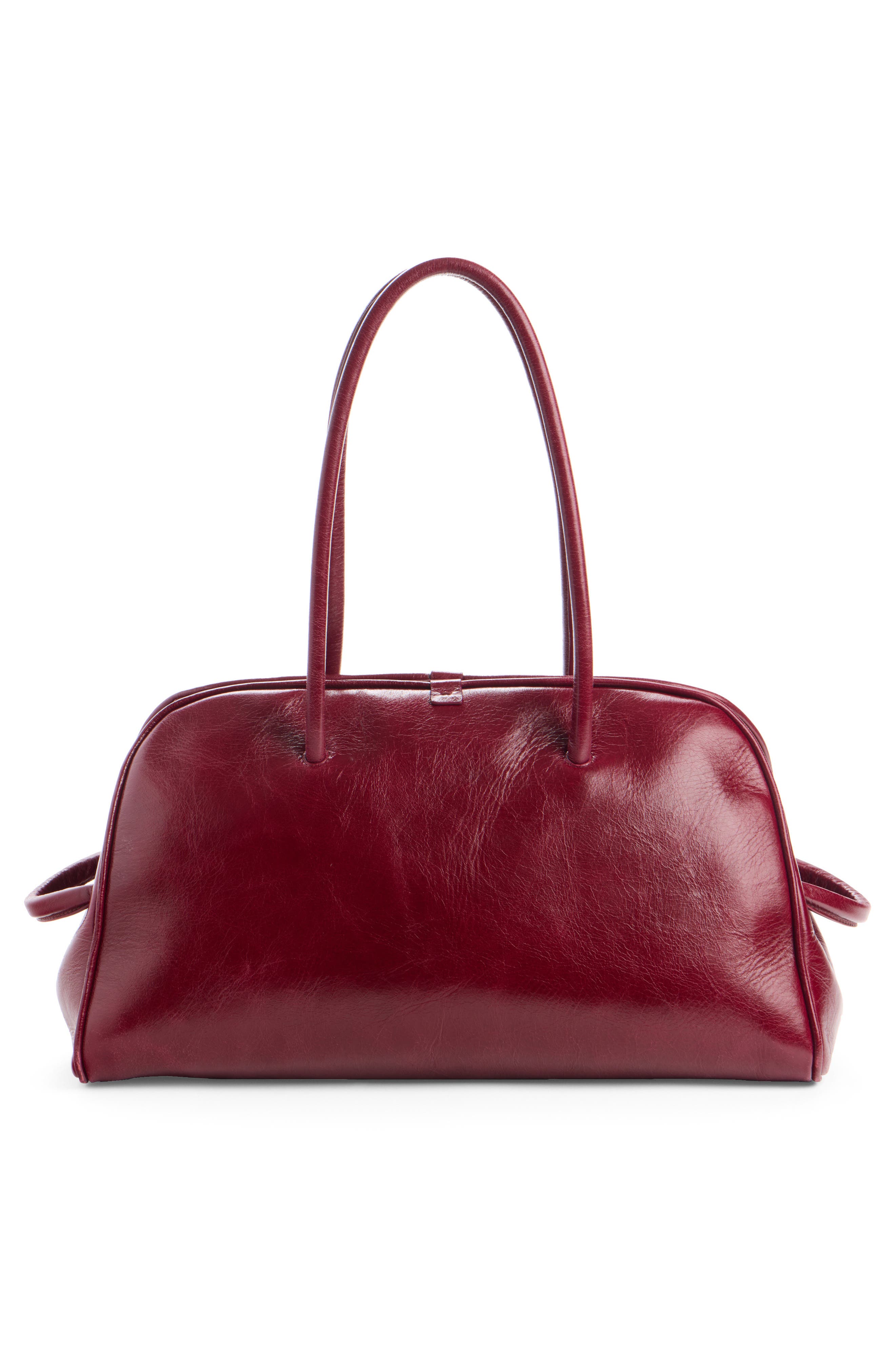Jacquemus Le Turismo Leather Bowling Bag, Alternate, color, Burgundy 490