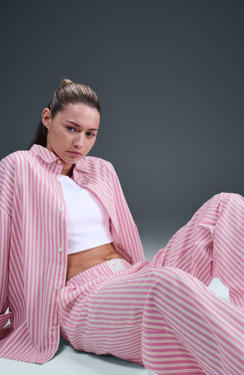 Nike Sportswear Stripe Poplin Pants, Alternate, color, Playful Pink/ Sail/ Black